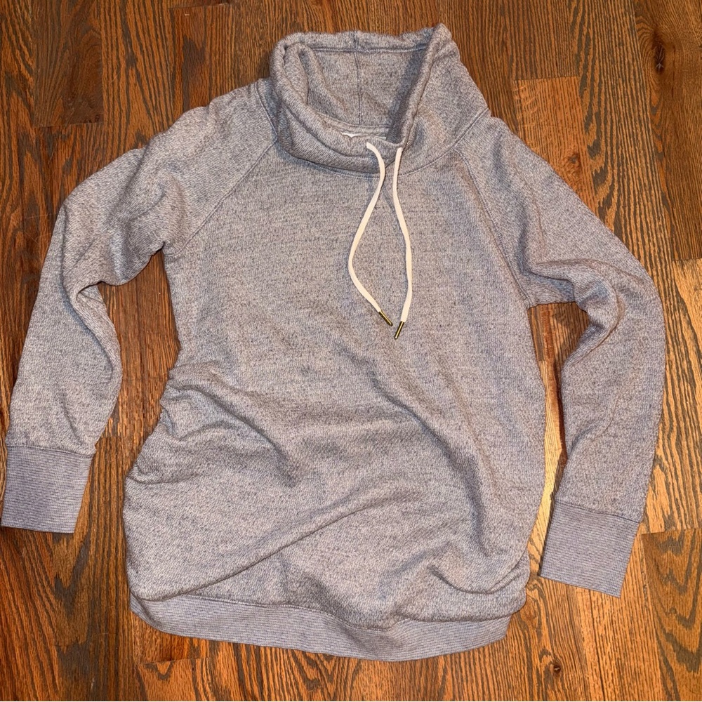 Isabel Maternity by Ingrid & Isabel Heather Gray Drawstring Cowl Neck Sweatshirt